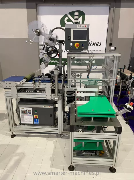 Etykieciarka używana, Intrex, serwis etykieciarek, maszyny produkcyjne, używane maszyny produkcyjne, sprzedaż maszyn do farmacji i kosmetyków, produkcja kosmetyków, etykietowanie butelek,